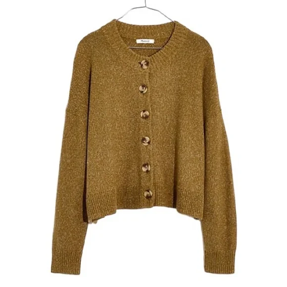 Madewell Broadway Marled Olive Green Cropped Cardigan - XS - Picture 5 of 16
